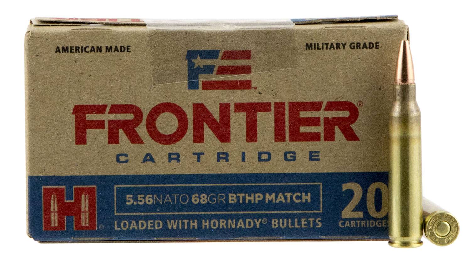 Hornady Frontier Cartridge Fr310 Rifle 556 Nato 68 Gr Boat Tail Hollow Point Match 20 Bx